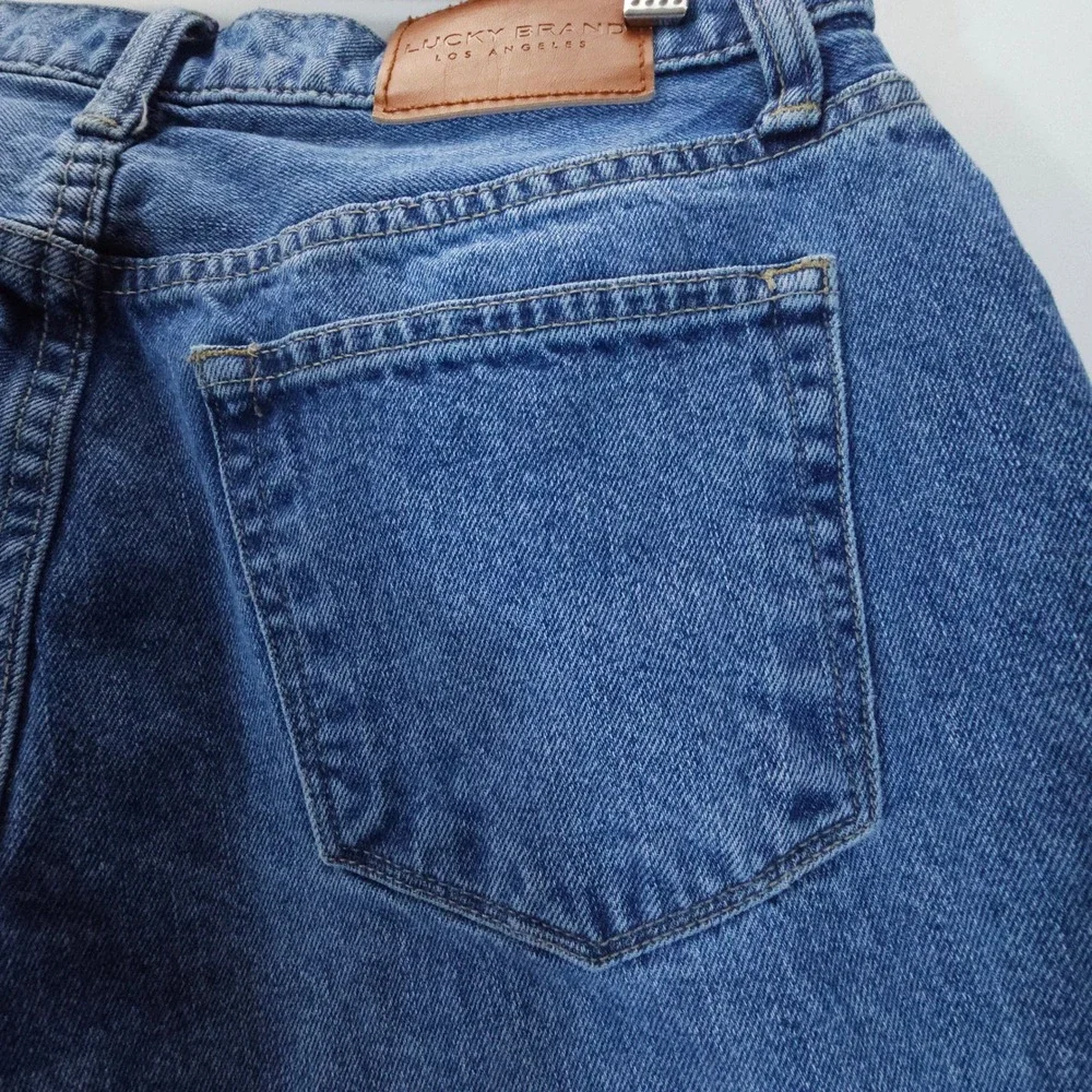 Lucky Brand Drew Mom Jeans Womens 6/28 Blue Vintage High Rise Raw Hem Straight - Picture 4 of 12